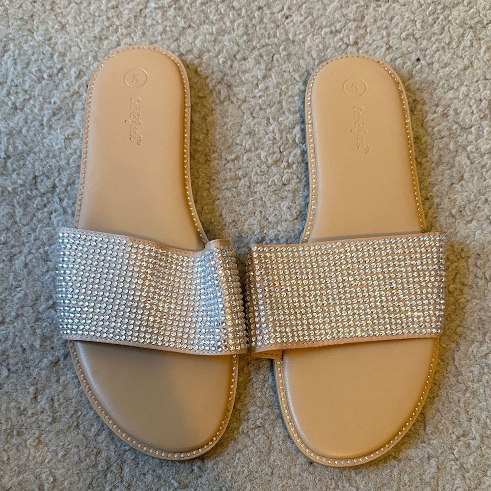 Cat & Jack Sparkling Rhinestone Slide Sandals